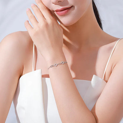Real 925 Sterling Silver Charm Lucky Grass Cubic Zirconia Adjustable Bracelet For Women Classic Wedding Statement Jewelry