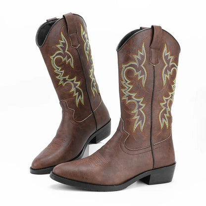 Men's High-Top Vintage Embroidered Fashion Desert Western Cowboy Boots