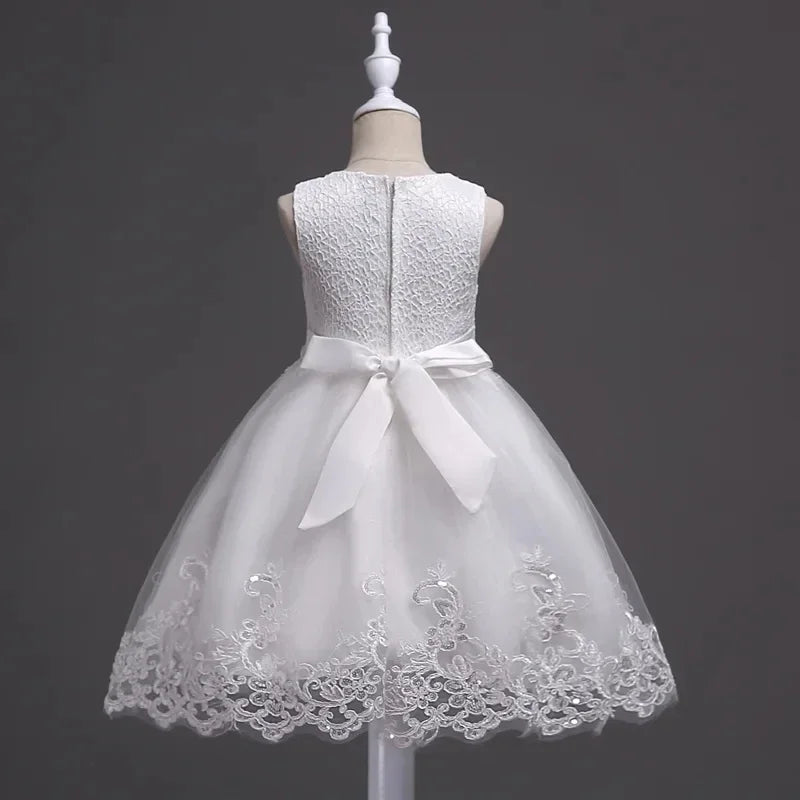 0-3Y Baby Girl Clothes Lace Dress Sleeveless Infant Summer Dress White Dress for Girls Baptismal Costume Toddler Wedding Dress