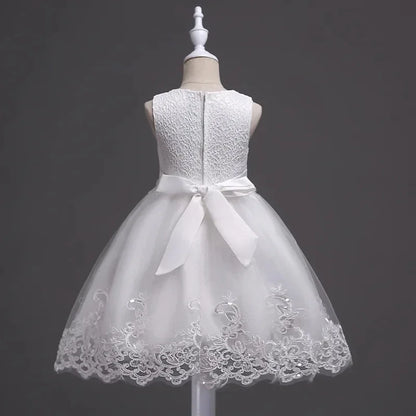 0-3Y Baby Girl Clothes Lace Dress Sleeveless Infant Summer Dress White Dress for Girls Baptismal Costume Toddler Wedding Dress