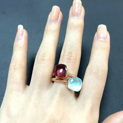 2Pcs/Set Fashion Stacked Candy Ring Women Mix Color Crystal Jewelry 30 Colors Trendy Gift for Valentine's Day