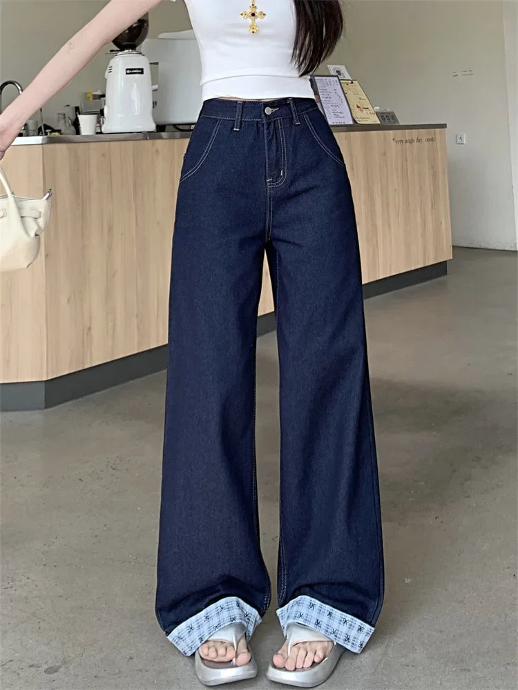 Women High Waist Wide Leg Loose Straight Denim Pants