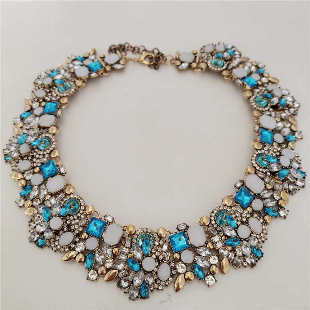 2025 New Fashion Crystal Rhinestones Large Collar Choker Necklace Earrings Women Jewelry Sets Indian Statement Wedding Necklace