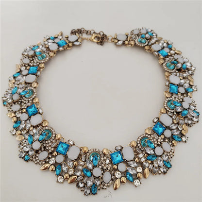 2025 New Fashion Crystal Rhinestones Large Collar Choker Necklace Earrings Women Jewelry Sets Indian Statement Wedding Necklace