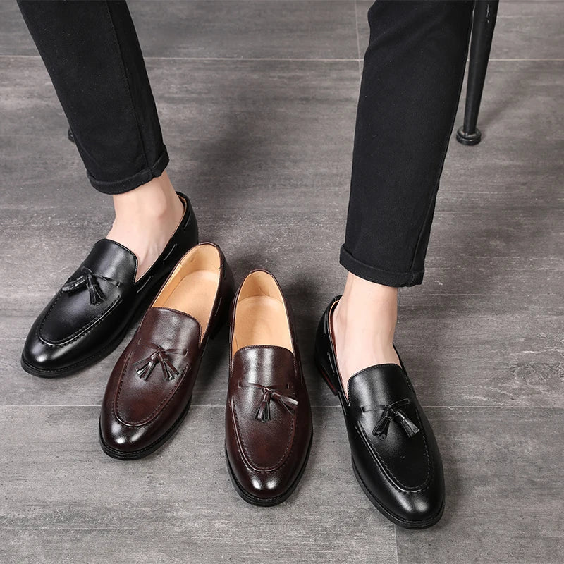 Men's Leather Shoes Fashion Business Formal Dress Loafers Moccasins Luxury 2026 Doudou shoes British Korean version plus size 48