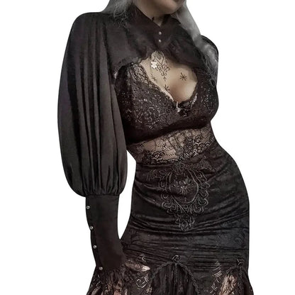 Sleeve Smock High Street Sexy Black Winter Long Sleeve Crop Top Aesthetic Fairy  Blusas Mujer De Moda 2022