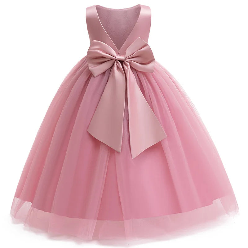 New Luxury Wedding Flower Girl Dress Suitable for Girls Aged 8-12 Dresses V-neck Long sheer Party Costume Carnival Costume