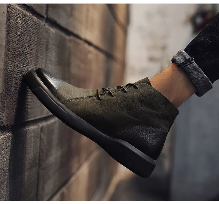 Men's Chelsea Cotton Boots Winter Men's Genuine Leather Shoes High Top Men Plush Sapato Social Masculino Zapatos Para Hombres