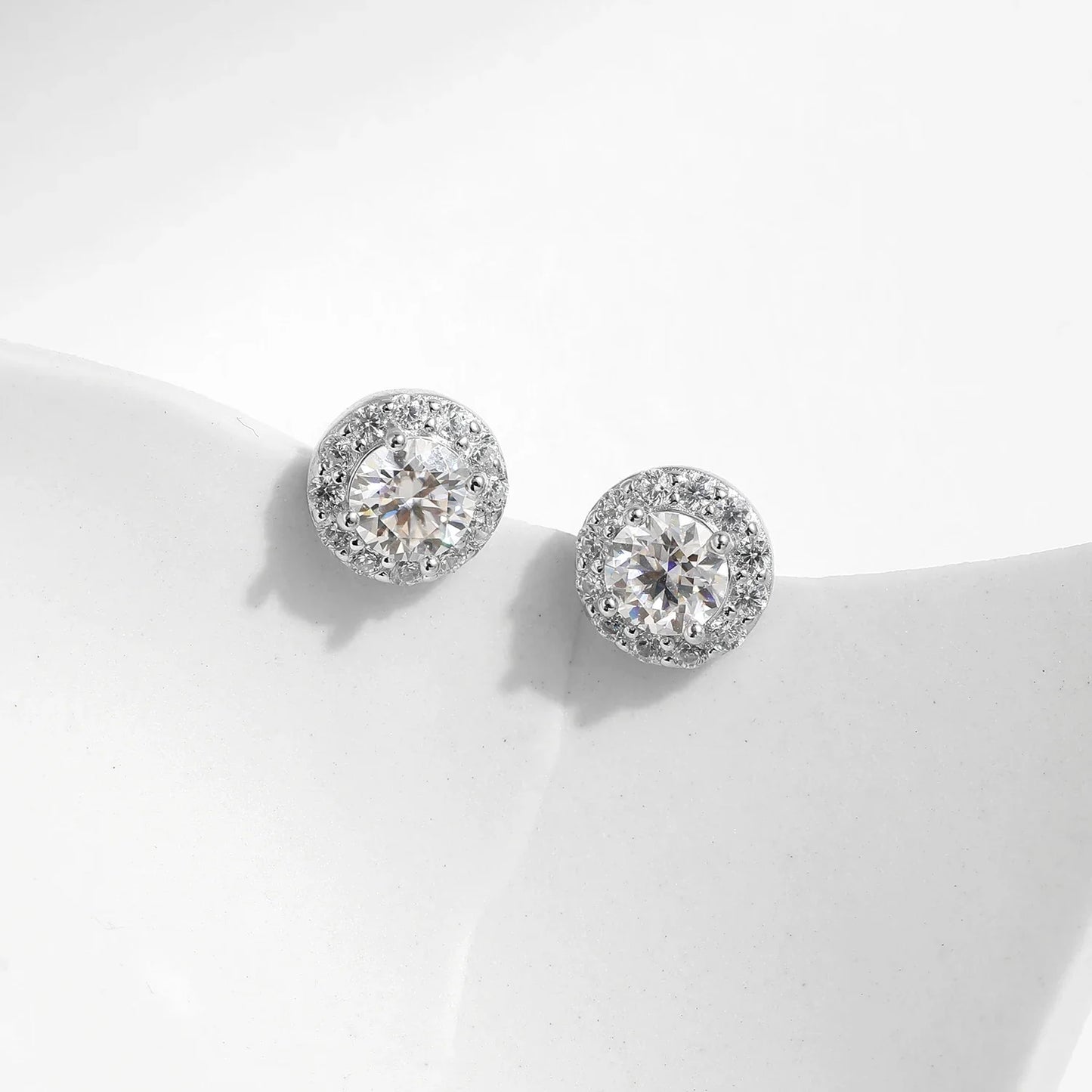 1.00CT Moissanite Earrings For Women 925 Sterling Silver Classic Round Prong Setting D Color Lab Diamonds Wedding Jewelry