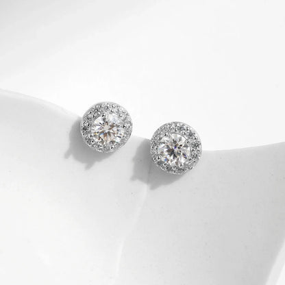 1.00CT Moissanite Earrings For Women 925 Sterling Silver Classic Round Prong Setting D Color Lab Diamonds Wedding Jewelry