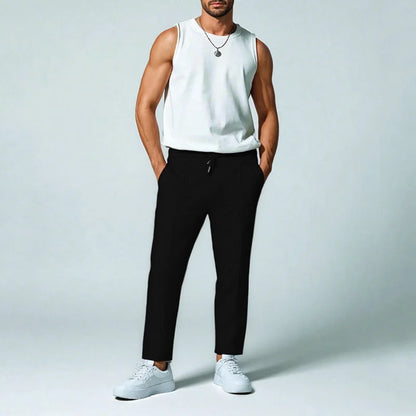 Mens Stylish Waffle Pants - Casual Sports Slim Fit with Adjustable Drawstring Secure Pockets for All Seasons - Perfect Outdoor