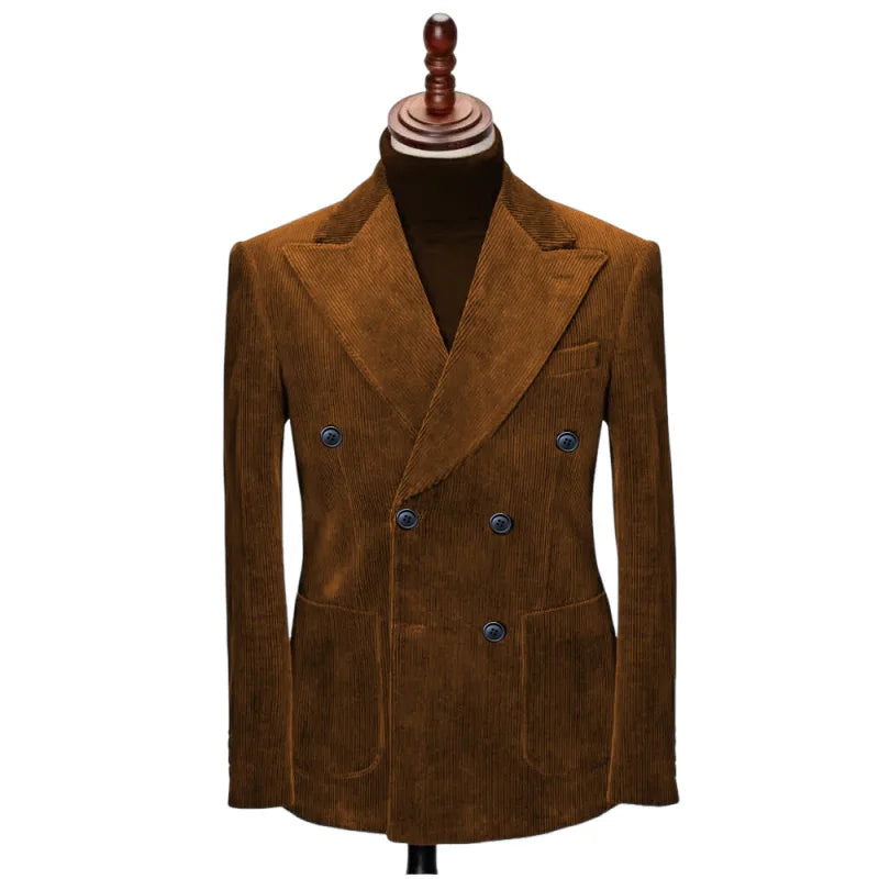 Conjunto de Terno Retrô de Veludo Cotelê de 2 Peças (Blazer + Calça) Conjunto Luxuoso Quente de Alta Qualidade Casamento Festa Baile Jantar Trabalho