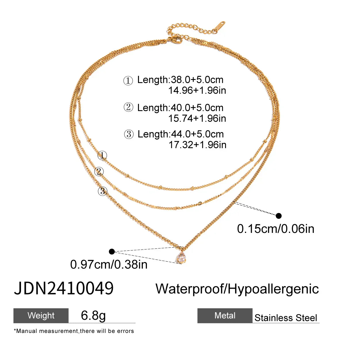 Simple Jewelry 18K Gold Plated Flat Snake Chain Layer Necklace Stainless Steel Snake Rope Chain Necklace Gift