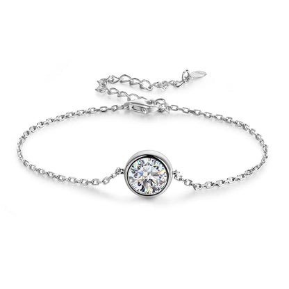 1/2CT Round Cut Moissanite Bracelet for Women S925 Silver Plated 18K Gold Certified Solitaire Wedding Wrist Chain Jewelry