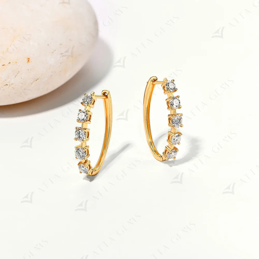 D VVS1 Moissanite Diamond Earrings S925 Sterling Silver 18K Gold Plated 4-Claws Eardrop For Women Wedding Party Jewelry