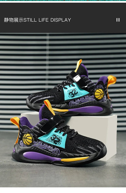 Brand Kids' Sports Shoes Non-slip Running Shoes Boys Basketball Sports Tennis Shoes Fashion Comfortable Teenager Casual Sneakers
