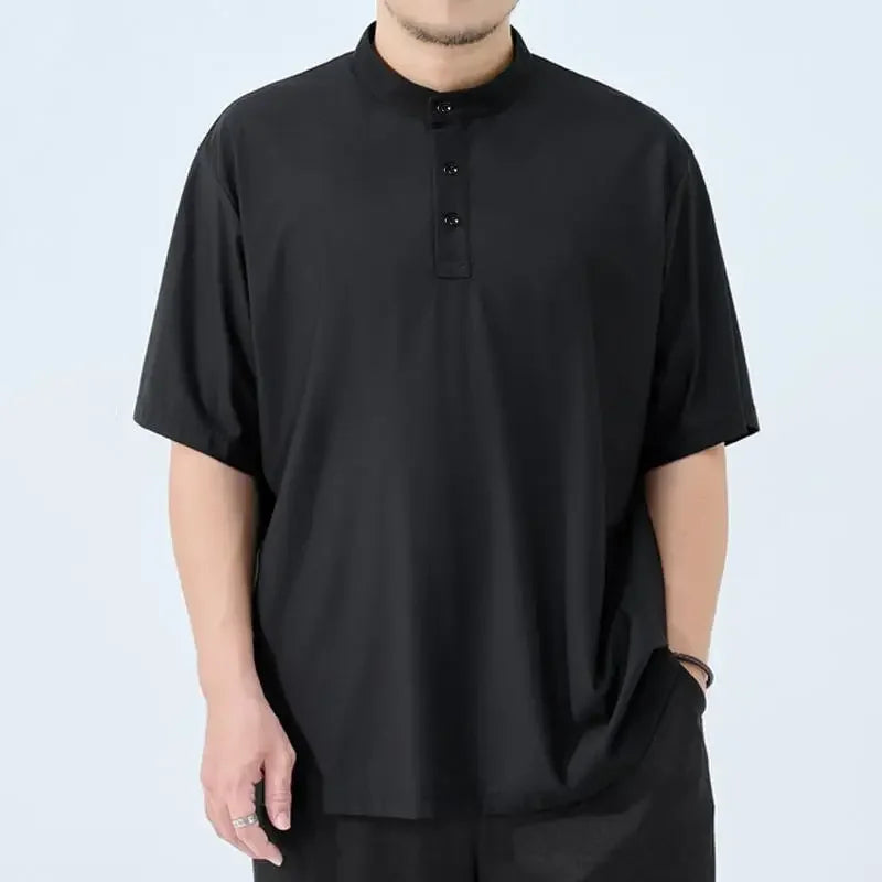Henley Shirt Men Plus Size T-shirt 6XL 7XL 110-175kg Henley Neck Short Sleeve Polo Shirt Loose Oversized Big Size Men Clothing