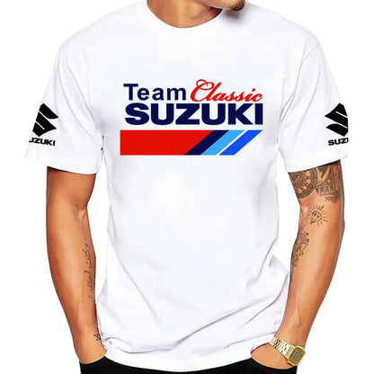 Men's Summer Classic T-Shirt - 100% Cotton Motorcycle Style Comfortable and Breathable Short Sleeve