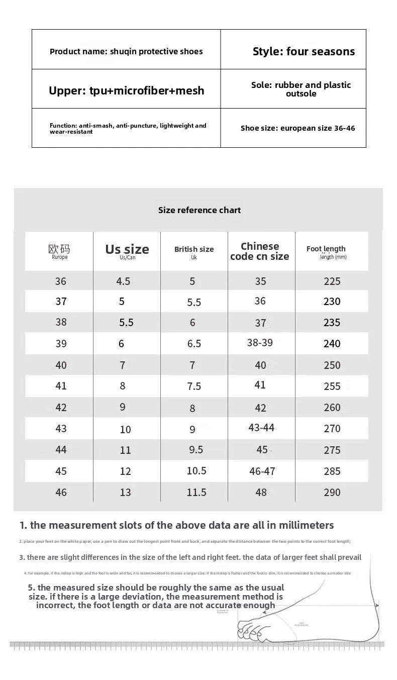 Men's Summer Mesh Labor Protection Shoes Anti-Smashing Wear-Resistant Outdoor Construction Site Protection Work Shoes Anti-Pierc