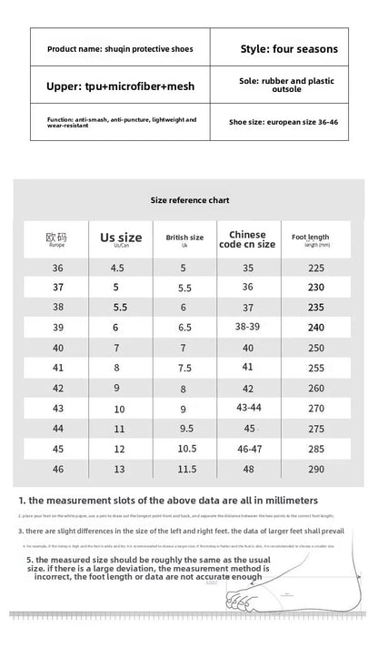 Men's Summer Mesh Labor Protection Shoes Anti-Smashing Wear-Resistant Outdoor Construction Site Protection Work Shoes Anti-Pierc