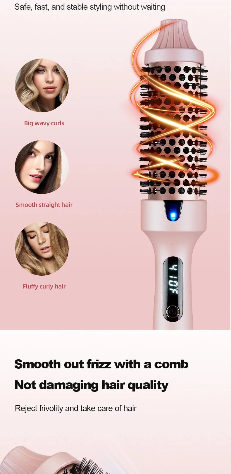 2-in-1 Fluffy Hair Straightening Comb Curling Iron for Inner Buckle & Bangs Styling Versatile Hair Straightener And Curler