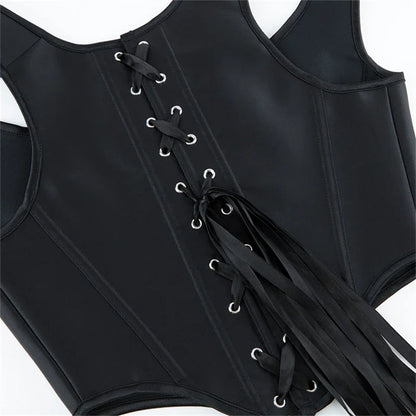 Fashion Satin Black Corset Top Women Overbust Gothic Retro Victorian Shaper Bustier Sexy Lace-up Slim Fishbone Short Corsets