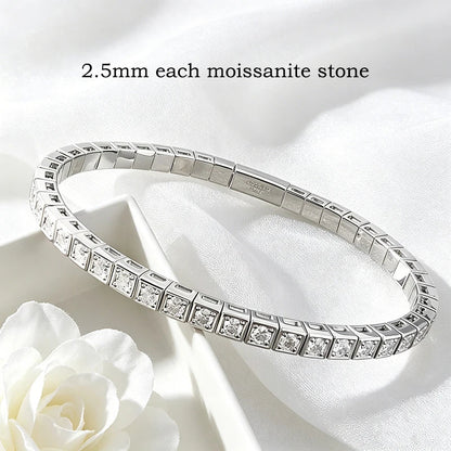 Certified D Color 2.5mm Moissanite Bangles for Women Full Diamond Men Hip Hop Tennis Bracelet 925 Sterling Silver Jewelry