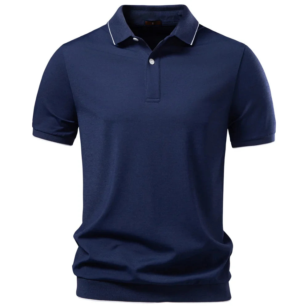 Old Money Polo Shirt Men‘s Solid Color Design Premium Fabric Skin Friendly Cool Breathable Soft Wear