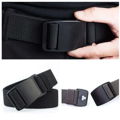 Mens Stretch Belt Invisible Casual Web Belt Quick Release Flat Plastic Buckle 4mm Thick 3.8cm Wide Casual Canvas Belt Men's Belt