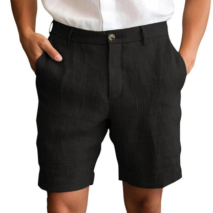2025 Summer Cotton Linen Shorts for Men Solid Casual Button Pocket Beach Shorts Men's Comfortable Simple Vacation Leiture Pants