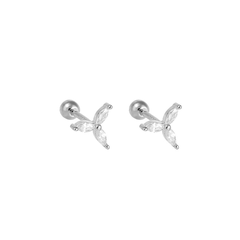 925 Sterling Silver Fashion Simple Golden Flower Beads Small Stud Earrings for Women Teen Piercing Jewelry Accessories