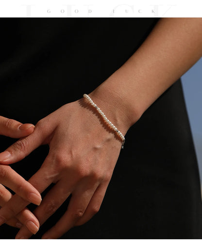 Elegant Pearls Beaded Bracelet 925 Sterling Sliver Sweet Shining Star CZ Bracelet For Women Fine Jewelry Gifts