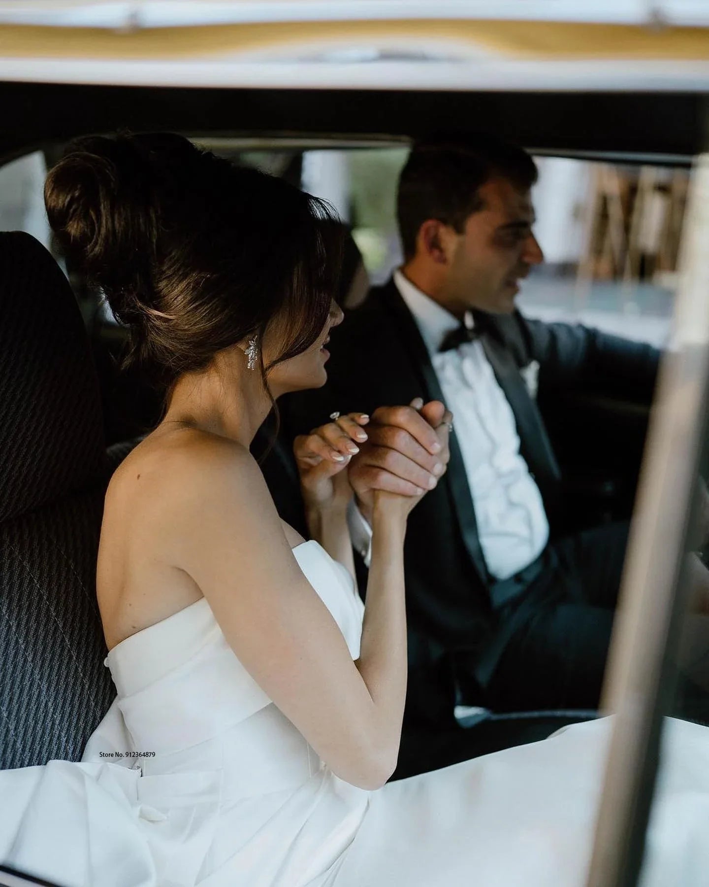 Elegant Strapless Satin Mermaid Wedding Dresses With Detachable Train  Bridal Gown Backless Vestido De Noiva For Women