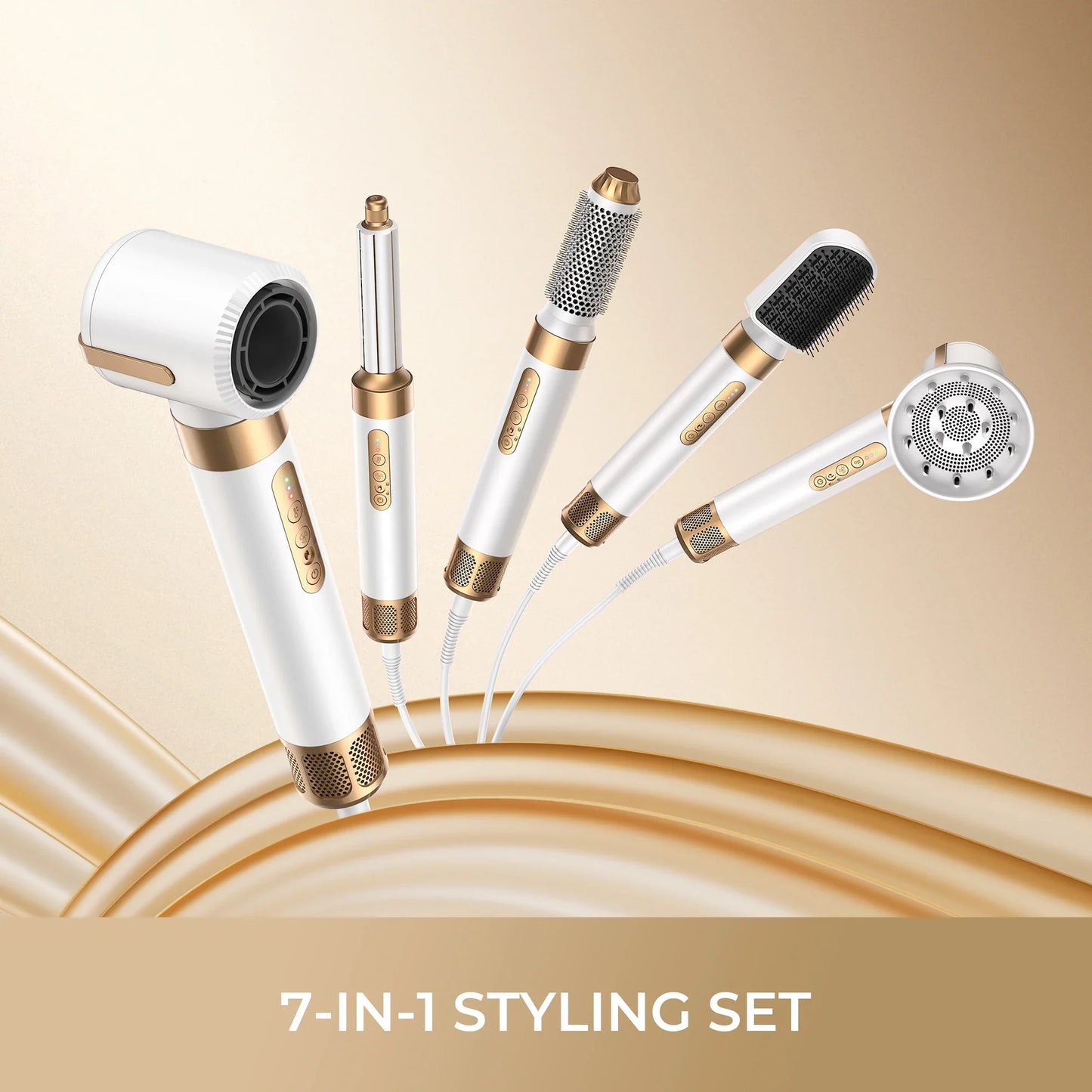 7 In 1 Hair Dryer Brush Brushless High Speed Hair Dryer with Diffuser Ionic Blow Dryer Hot Air Styling Comb Auto Hair Curler