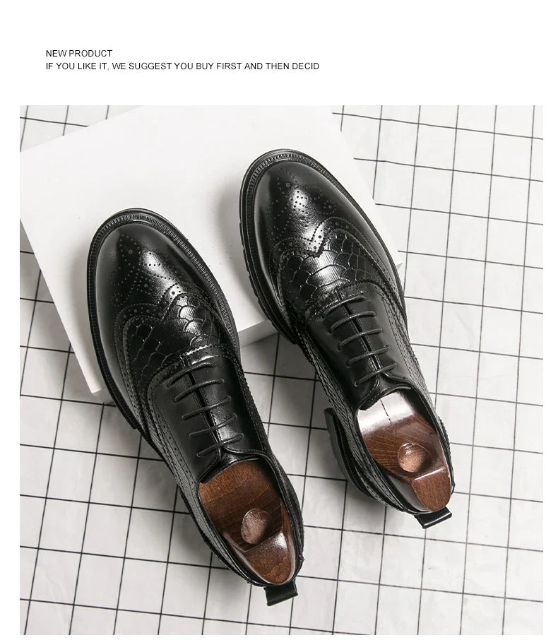 Classic Wedding Leather Shoes For Men Brogues High Quality Men's Dress Business Shoes Office Party Social Formal Shoes Male
