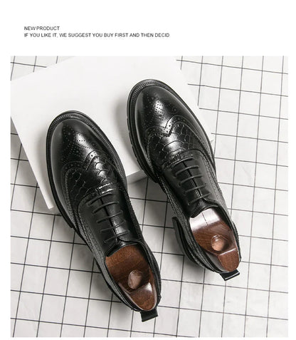 Classic Wedding Leather Shoes For Men Brogues High Quality Men's Dress Business Shoes Office Party Social Formal Shoes Male
