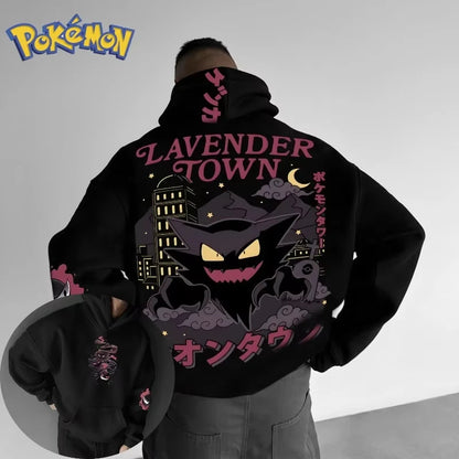 Anime Halloween Gengar Double Printed Hoodie for Men and Women, Autumn/Winter  Harajuku Large Size Casual Trend Sweater