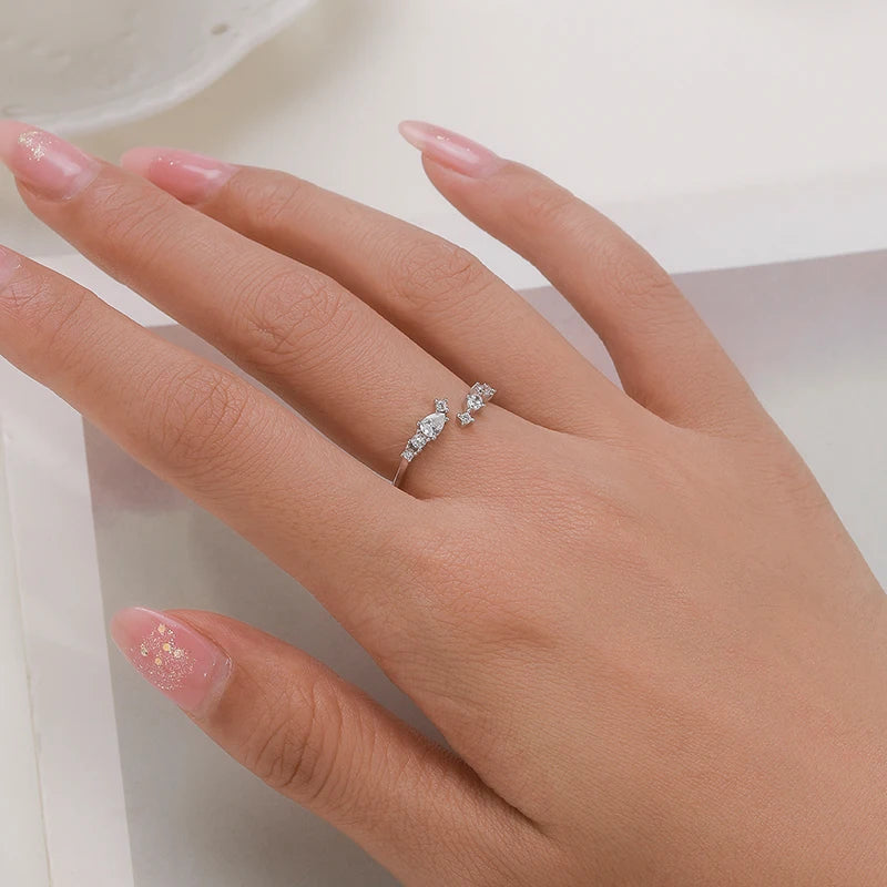 New 925 Sterling Silver Minimalist Clear Zirconia Stackable Ring For Women Anniversary Wedding Band Simple Fine Jewelry