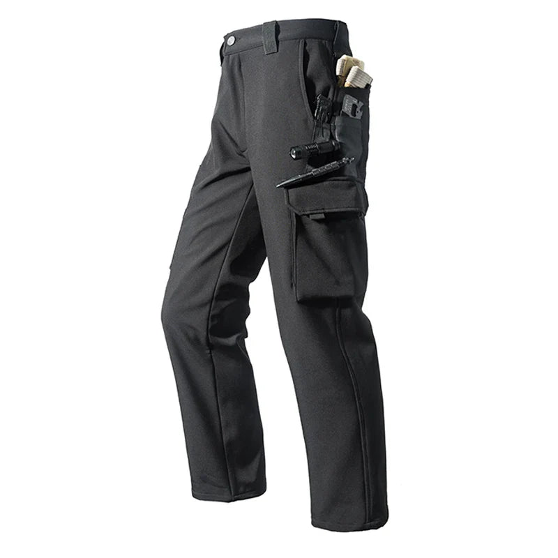 Men Winter Autumn Fleece Waterproof Cargo Pants Hiking Camping Softshell Climbing Casual Warm Tactical Military Combat Trousers