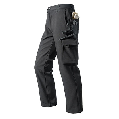 Men Winter Autumn Fleece Waterproof Cargo Pants Hiking Camping Softshell Climbing Casual Warm Tactical Military Combat Trousers