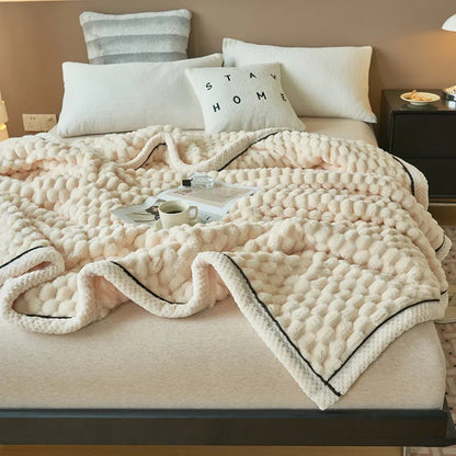 Tortoiseshell Velvet Thermal Blanket 150x200cm - 3D Textured All-Season Throw for Bed Sofa, Soft Fluffy Large Size Home Decor