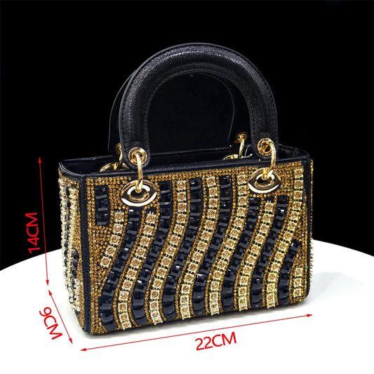 Italian Design Rhinestone-encrusted Ladies Party Women Shoes And Bag Nigeria Gold Mini Bag Women High Heels