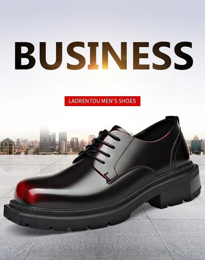 British Thick-soled Formal Leather Shoes Men Spring Autumn Lace Designer Platform Shoes Male Fashion Business Casual Shoe Man
