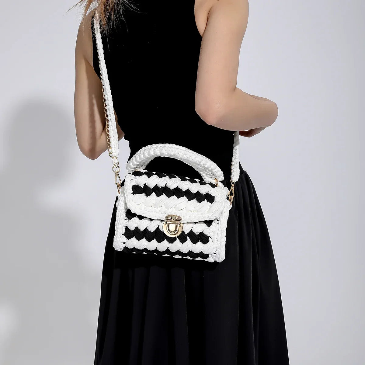 Women Handbag Woven Bag Knitted Shoulder Bag Chunky Knit Bag Crochet Top Handle Bag Lady Shopper Gifts