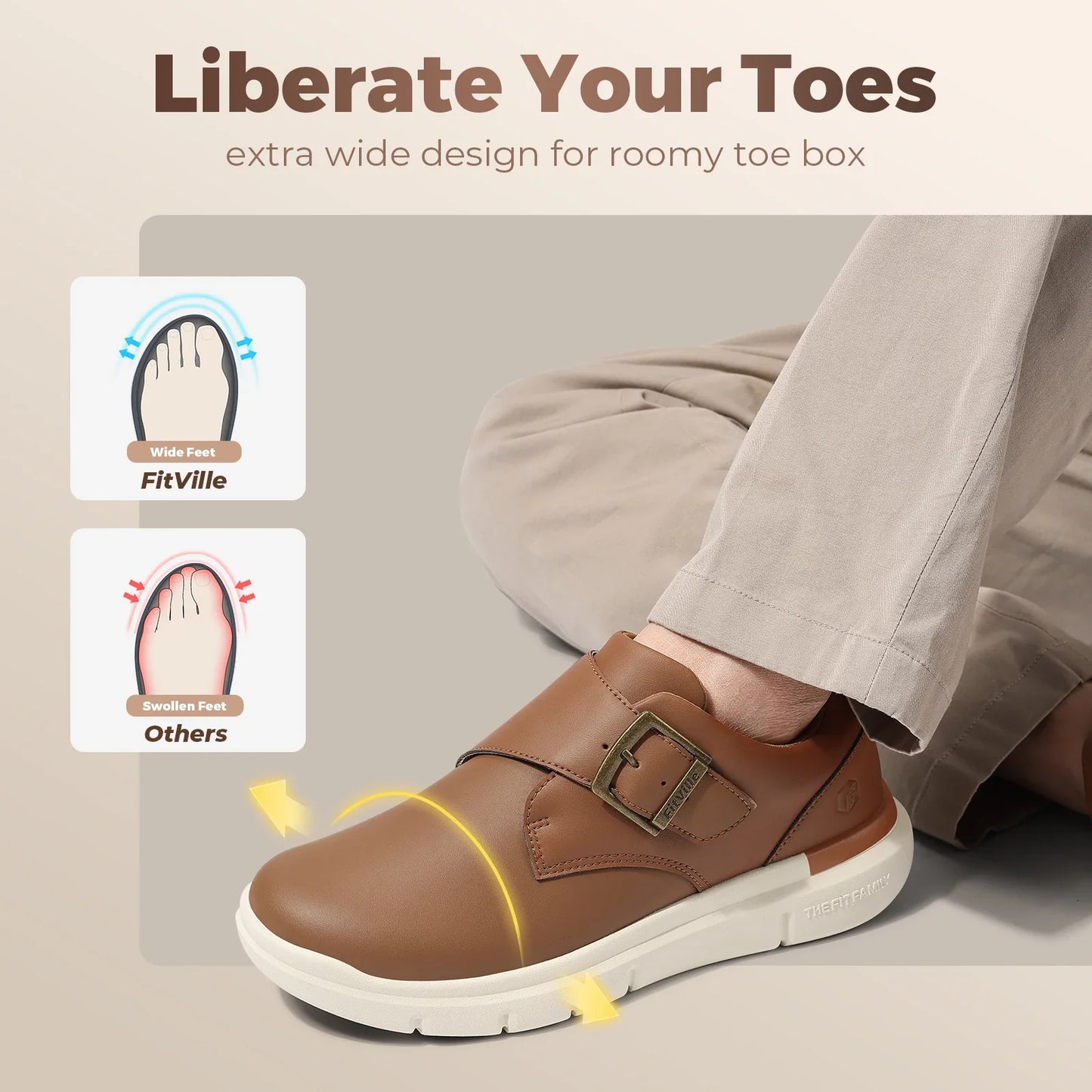 Sapatos masculinos de couro, sapatos largos para pés inchados, sapatos masculinos diabéticos para caminhada, para negócios e caminhadas ao ar livre