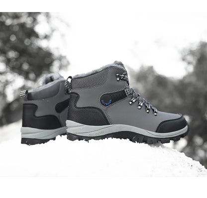 Men's Winter Snow Boots High Top Waterproof Sneakers Warm Plush Climbing Boots Plush Leisure Multi-Function Mountaineering Shoe