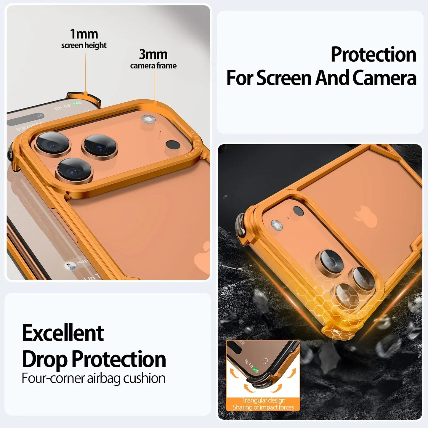 Metal Phone Case for iPhone 17 Pro/Pro Max/17/Air Case Minimalist Support Wireless Charging Ultra-thin Protecitve Case