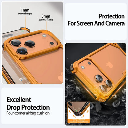 Metal Phone Case for iPhone 17 Pro/Pro Max/17/Air Case Minimalist Support Wireless Charging Ultra-thin Protecitve Case