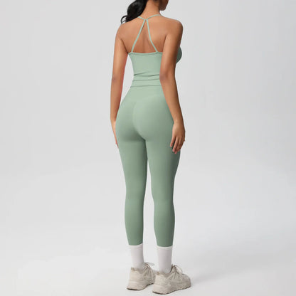 2PCS Yoga Set Nude Feeling Workout Sets Women Tracksuit Gym Push Up Fitness Running Workout Sportwear Sport Bra Leggings Suit