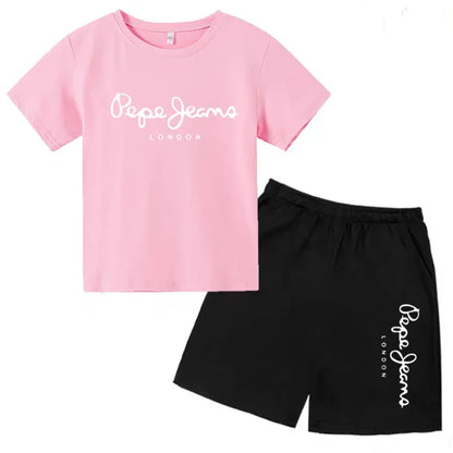 Kids Summer T-shirt Boys Girls Toddler Clothes Charming Letter Print 3-12Y Short Sleevd + Shorts Sports Brand Fashion Casual Set